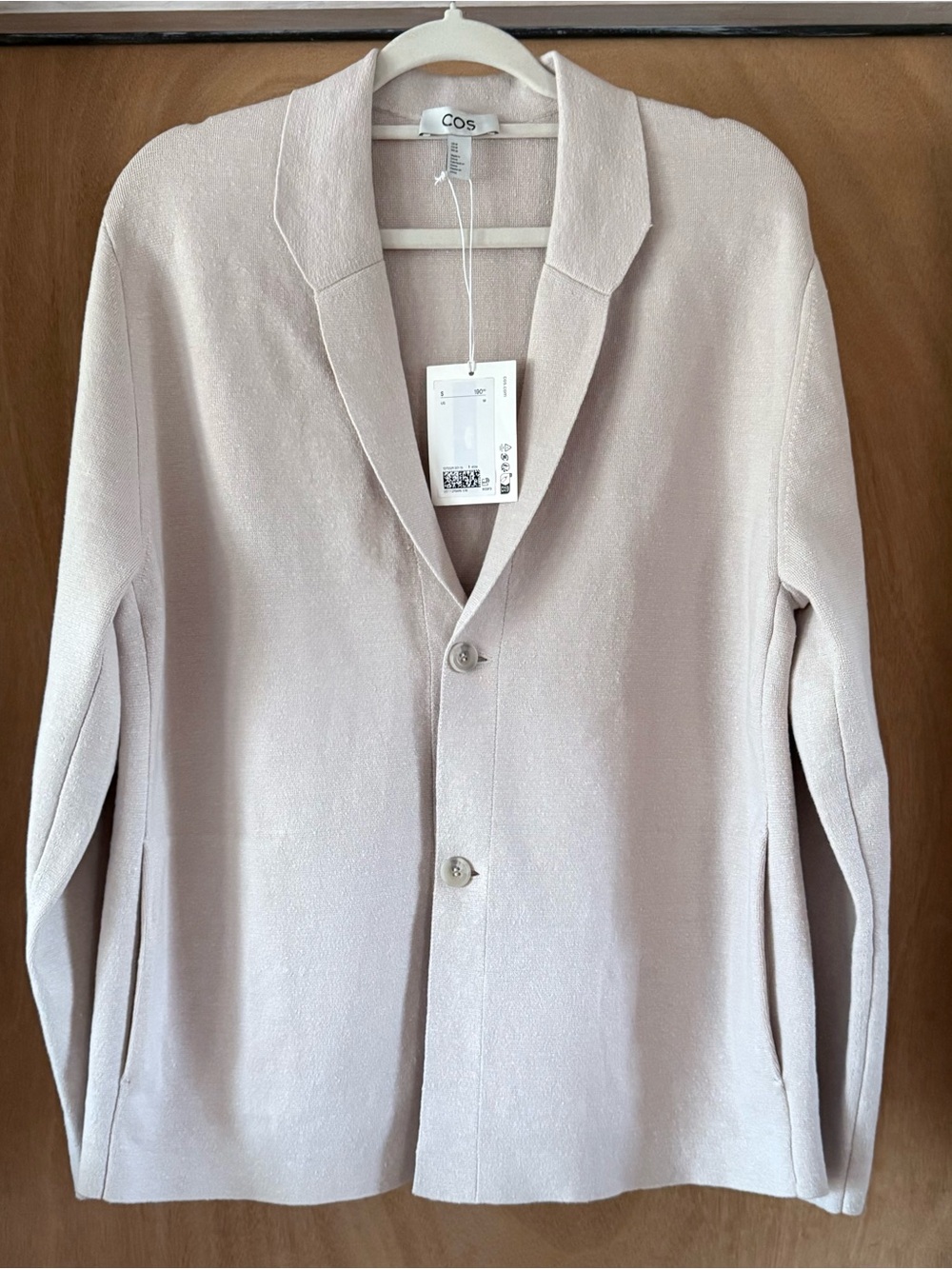 COS Milano Knit Linen Blend Blazer Jacket Light Beige Relaxed Men's Medium NWT - Picture 2 of 14